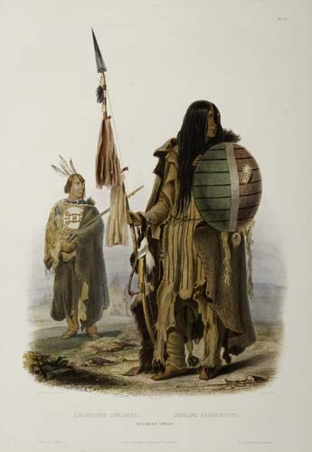 Appraisal: INDIANS Bodmer Karl Assiniboin Indians Tableau Hand-colored engraved and aquatint