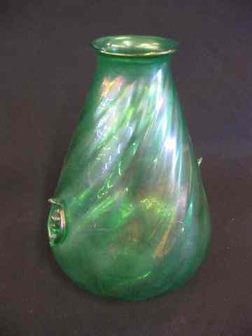 Appraisal: Italian Art Glass Vase applied pruats on swirling emerald ''