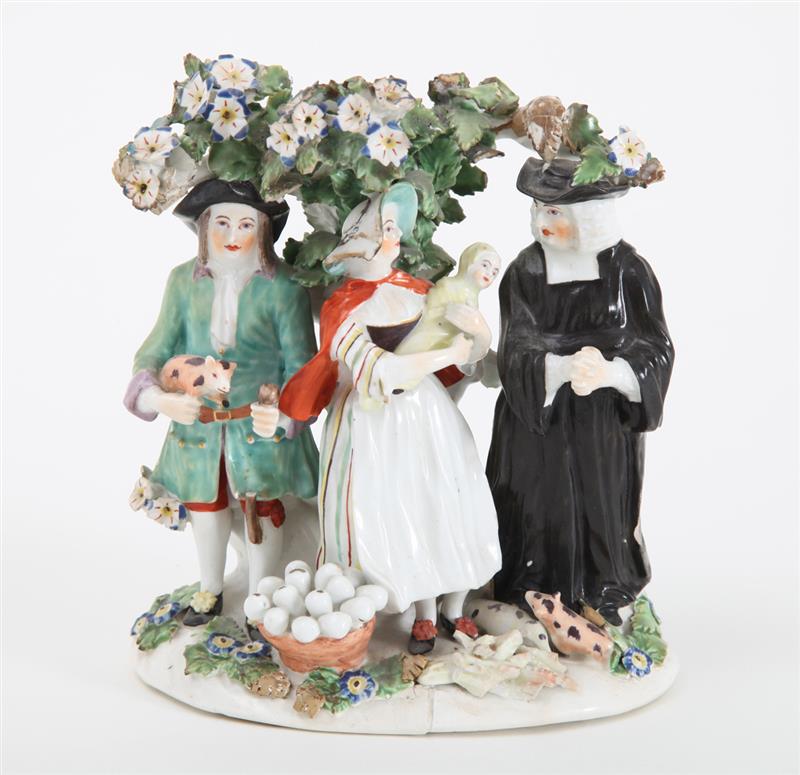 Appraisal: ENGLISH PORCELAIN PARSON GROUP Centered by a mother with child