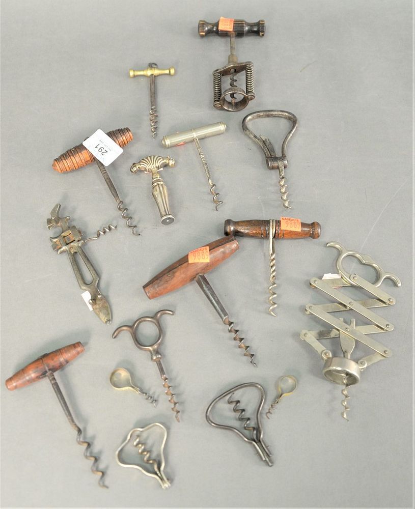 Appraisal: Group of Sixteen Corkscrews to include four turned wood handles