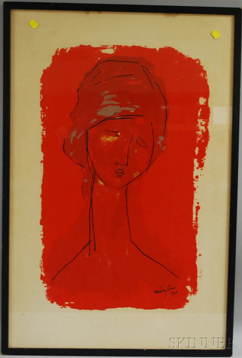 Appraisal: After Amedeo Modigliani Italian - Tete de femme Signed and