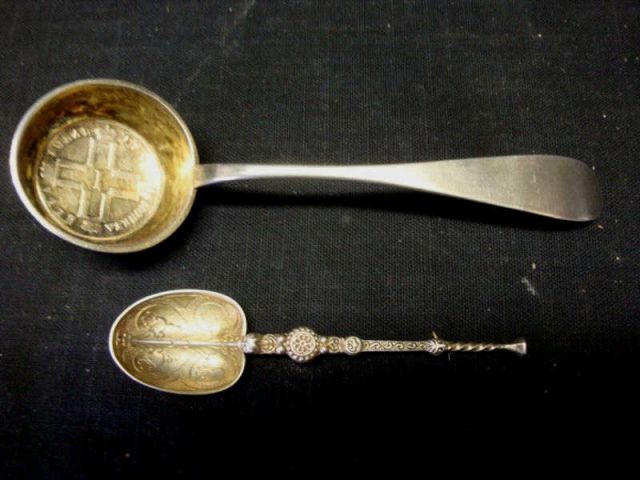 Appraisal: Silver Spoons - Russian with Silver Ruble Base along with