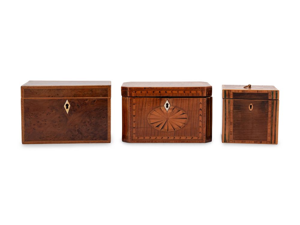 Appraisal: Three George III Mahogany or Burl Walnut and Satinwood Marquetry