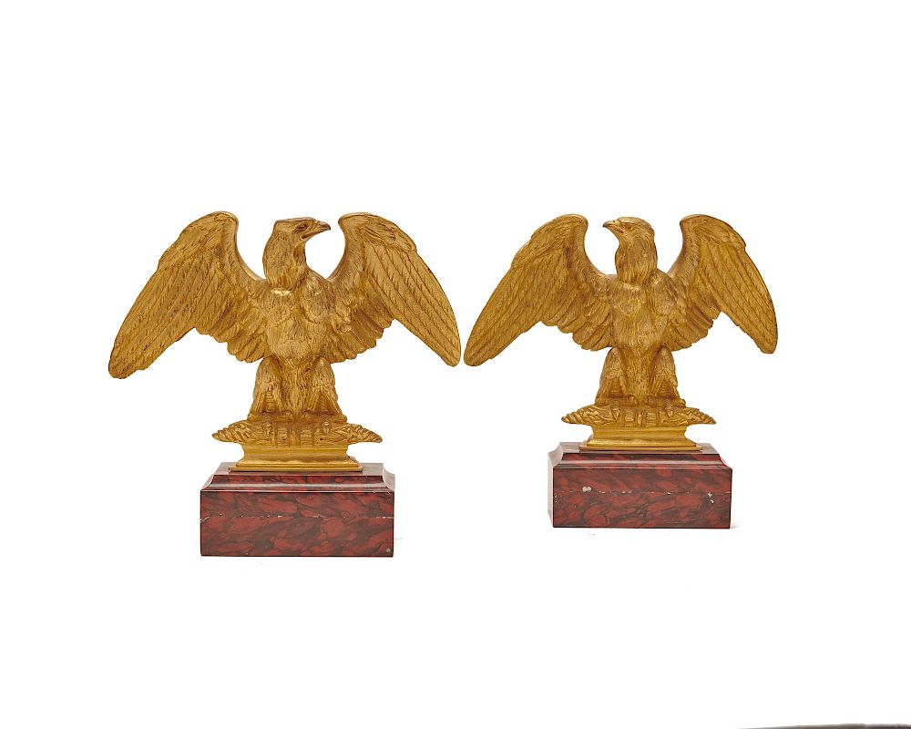 Appraisal: Pair of Gilt Bronze Figures of Eagles late th century