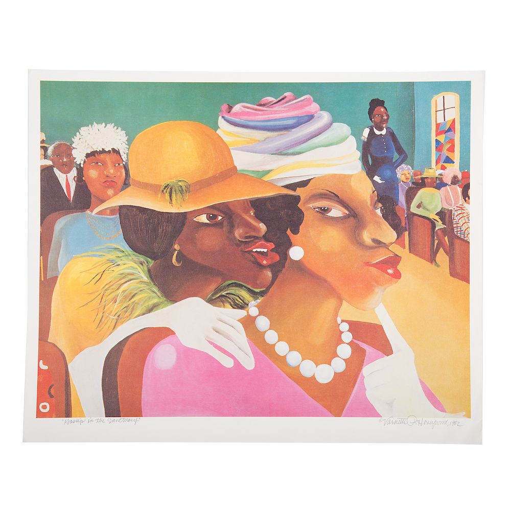 Appraisal: Varnette P Honeywood Gossip lithograph Gossip in the Sanctuary American