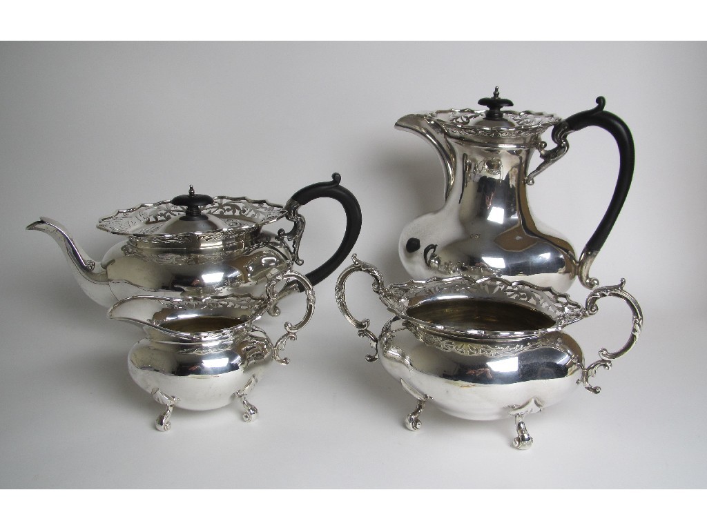 Appraisal: A four piece silver tea service of oval bulbous shape