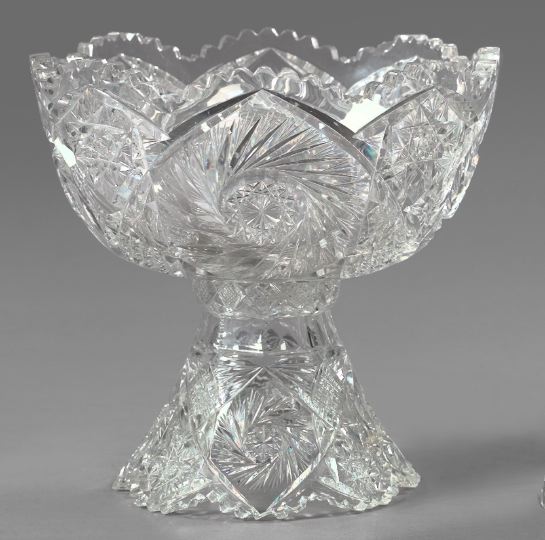 Appraisal: Attractive American Brilliant-Cut Glass Punchbowl-on-Stand first quarter th century the