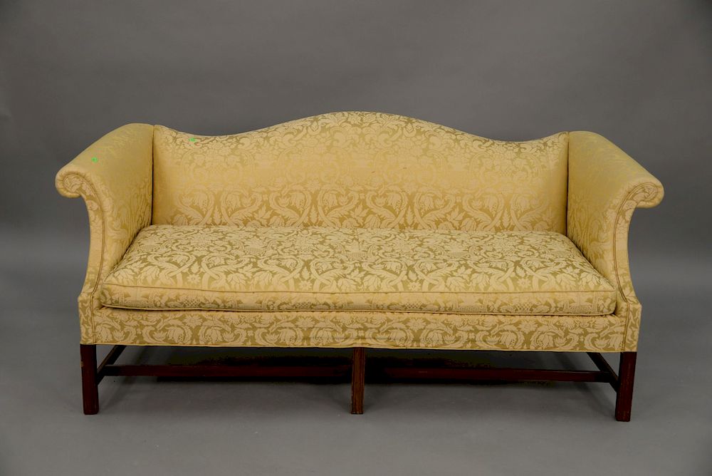 Appraisal: Hickory Chair Co Chippendale style mahogany camel back sofa in