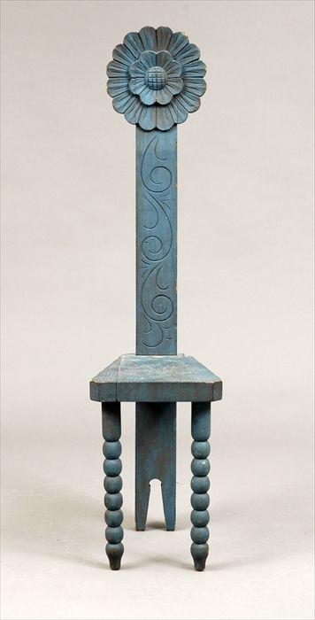 Appraisal: American Craft Movement Carved and Blue-Painted Chair x in