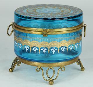 Appraisal: Enameled glass vanity box in the manner of Moser Enameled