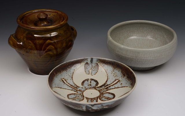 Appraisal: David Leach British - Bowl with stylised pattern impressed potter's