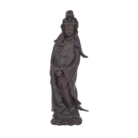 Appraisal: A Bronze Figure of Guanyin Kannon th th Century Heavily