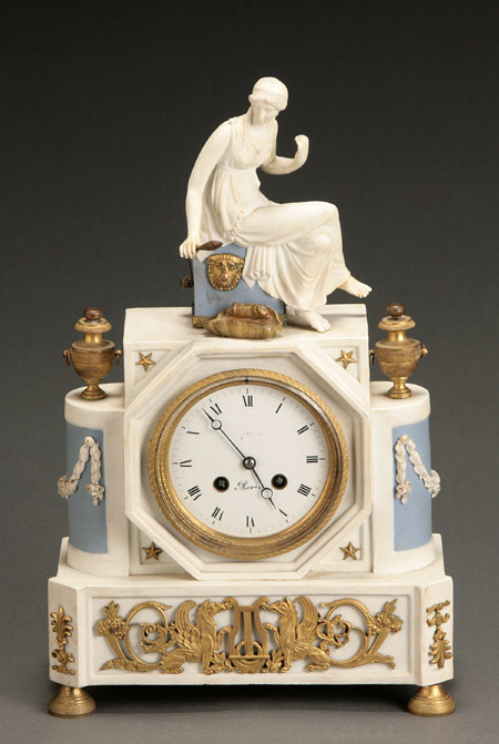 Appraisal: Empire Style Ormolu Mounted Blue and White Bisque Mantel Clock