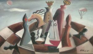 Appraisal: Eker European school mid th century- Chess pieces oil on