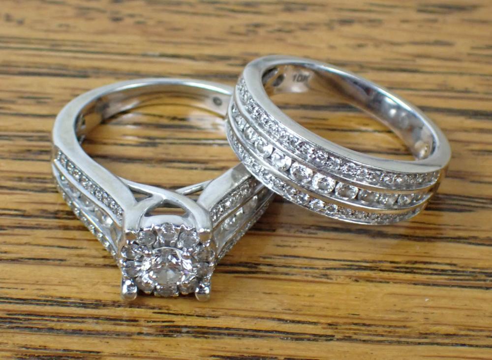 Appraisal: DIAMOND AND WHITE GOLD WEDDING SET including a k white