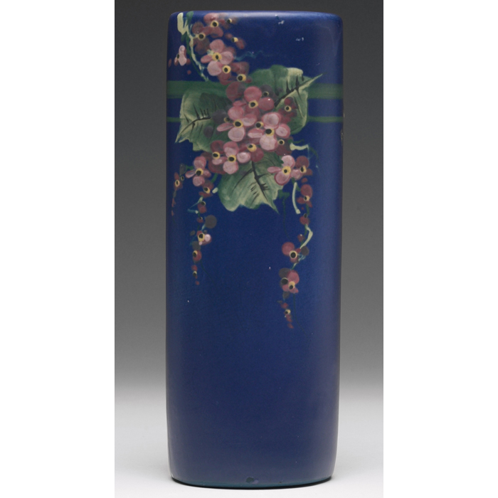 Appraisal: Weller Blue and Decorated vase cylindrical shape with a colorful