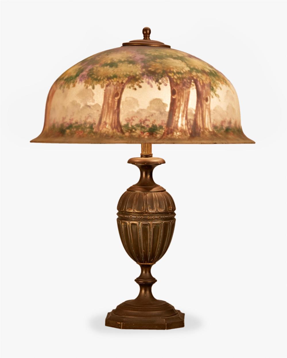 Appraisal: A Pairpoint reverse-painted glass Berkeley table lamp - New Bedford