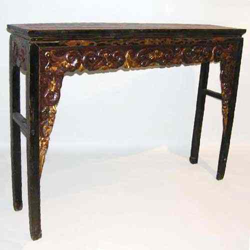 Appraisal: A Chinese Fujian Painted Fir Waisted Corner Leg Table circa