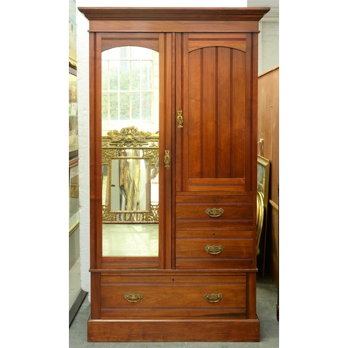 Appraisal: An Edwardian walnut wardrobe cm h x cm More Information