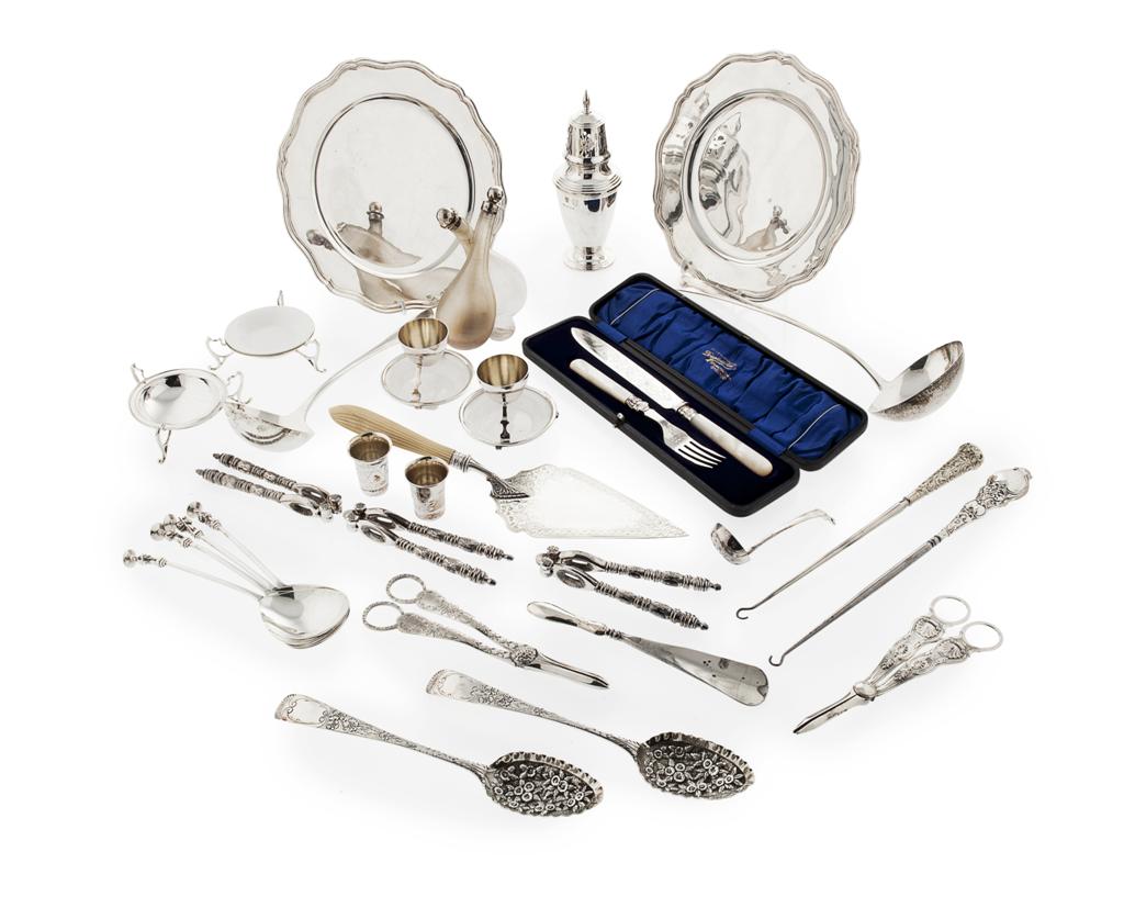 Appraisal: A collection of miscellaneous silver to include a pair of