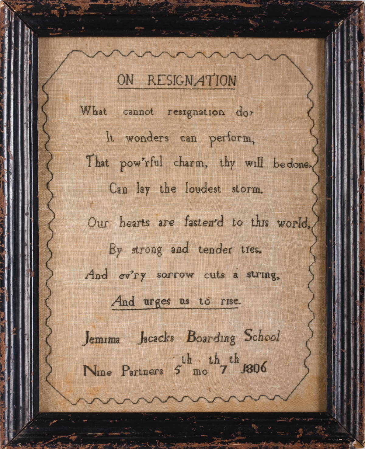 Appraisal: NINE PARTNER'S BOARDING SCHOOL NEW YORK NEEDLEWORK BY JEMIMA JACACKS