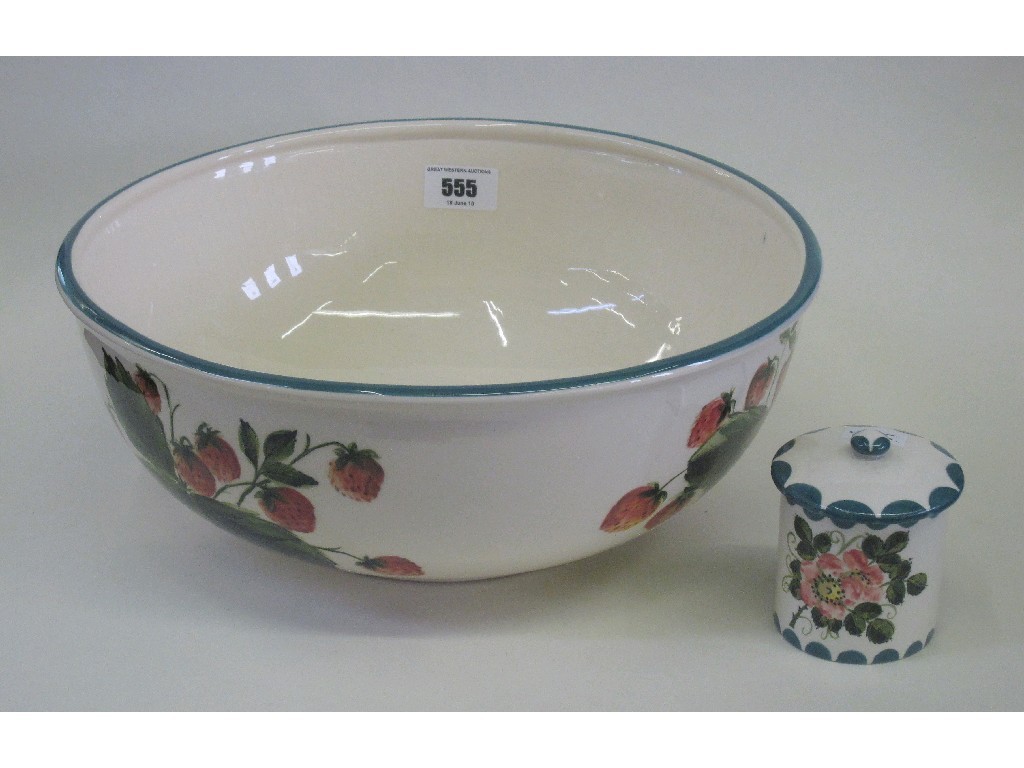 Appraisal: Griselda Hill pottery 'Strawberry' basin and a 'Dog rose' preserve