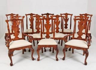 Appraisal: SET OF WALNUT DINING CHAIRS BY CENTURY HAVING VASE SHAPED