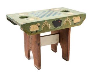 Appraisal: A Rustic Style Painted Child's Bench Height x width x