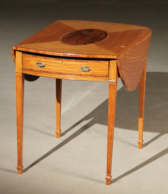 Appraisal: George III Figured Mahogany and Harewood Inlaid Satinwood Pembroke Table