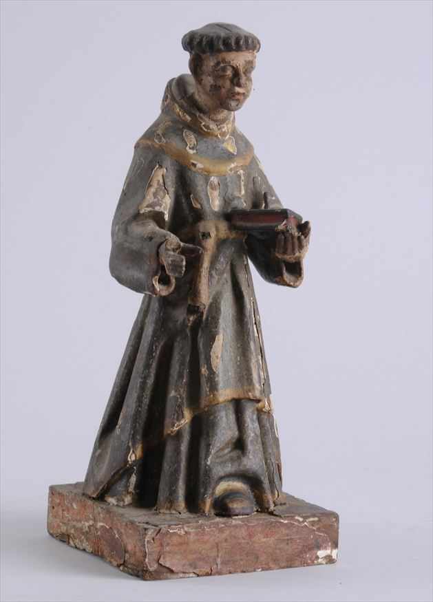 Appraisal: SPANISH BAROQUE CARVED WOOD AND PAINTED GESSO FIGURE OF A