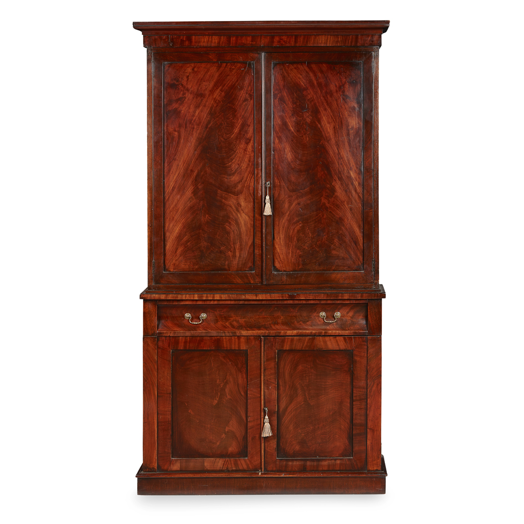 Appraisal: LATE REGENCY MAHOGANY CUPBOARD TH CENTURY of small size the