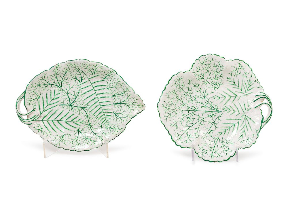 Appraisal: Two New Hall Earthenware Leaf-Form Dishes Two New Hall Earthenware