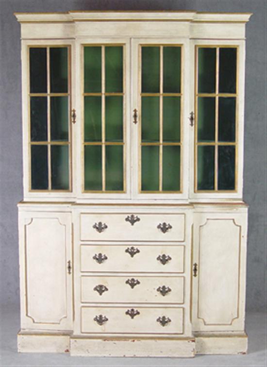 Appraisal: Breakfront China Cabinet th Century Two piece construction Upper section