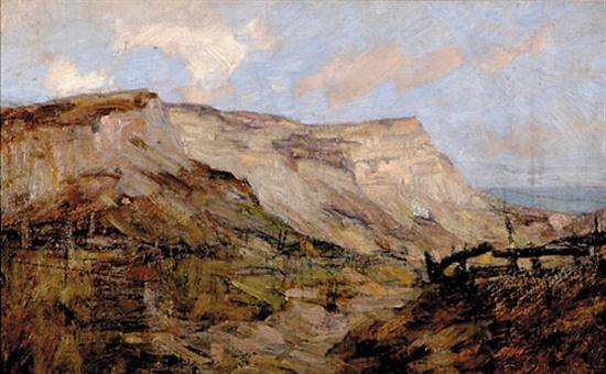 Appraisal: Franz Biberstein Wisconsin - TWO WORKS ROCKY CLIFFSoil on board