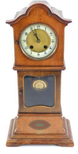 Appraisal: A late thC beech cased miniature longcase clock circular brass