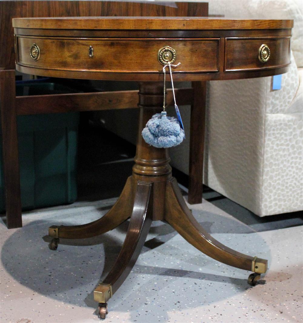 Appraisal: REGENCY STYLE MAHOGANY DRUM TABLE ASTON COURT COLLECTION BY HENREDEON