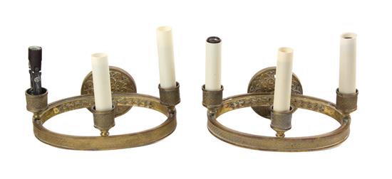 Appraisal: Sale Lot A Pair of Bronze Three-Light Sconces th century