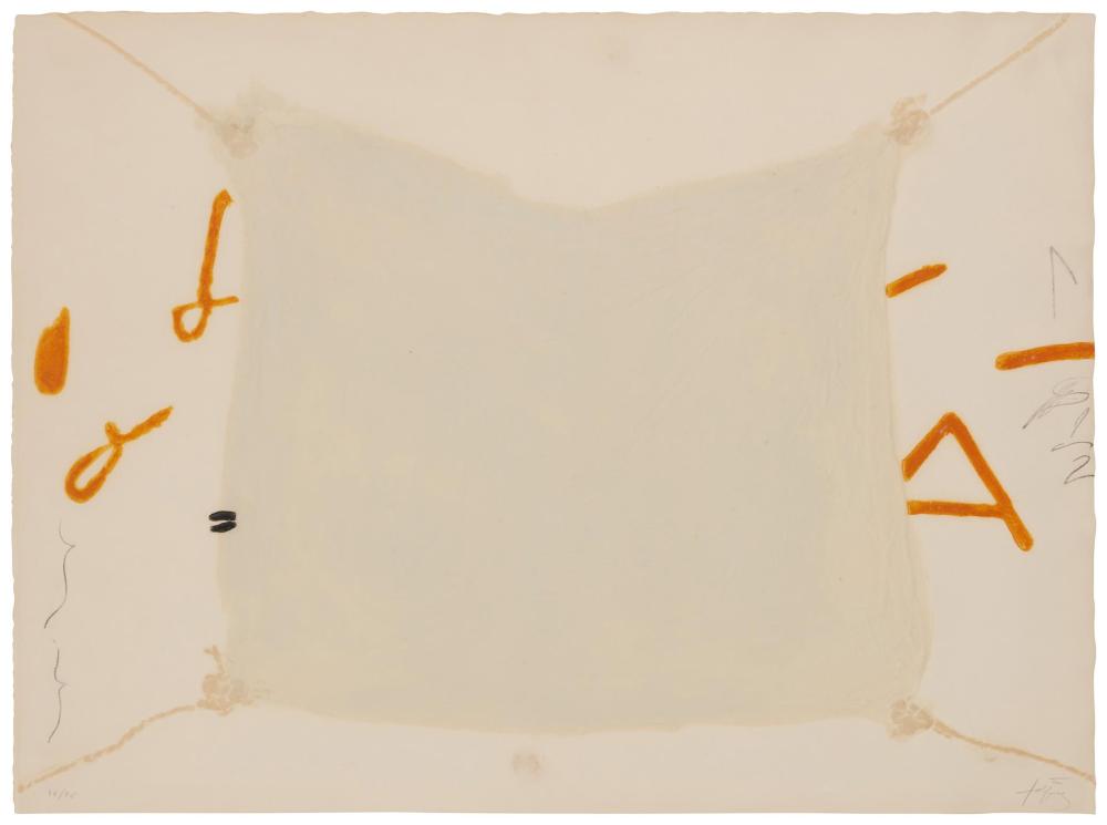 Appraisal: Antoni Tapies - Spanish Mocador Lligat Etching in colors with