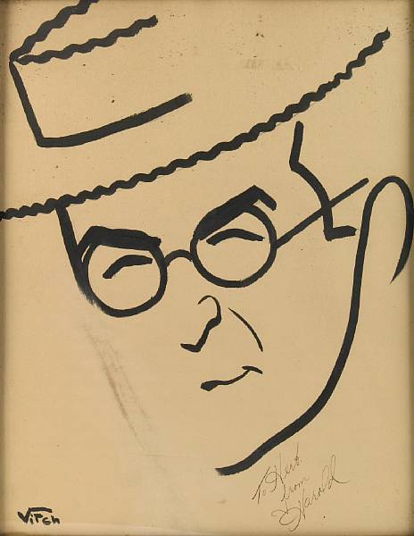 Appraisal: A Harold Lloyd signed caricature from The Brown Derby s