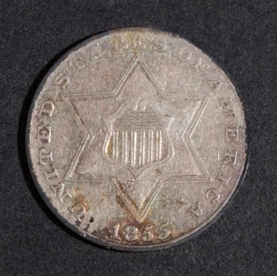 Appraisal: United States silver three-cent piece AU- Estimate - Register records