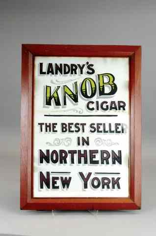 Appraisal: LANDRY'S KNOB CIGAR SIGN c hand painted on white poster