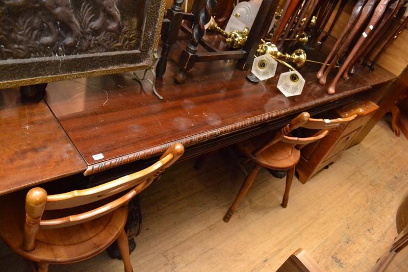 Appraisal: A GOTHIC REVIVAL DRAW LEAF DINING TABLE A GOTHIC REVIVAL