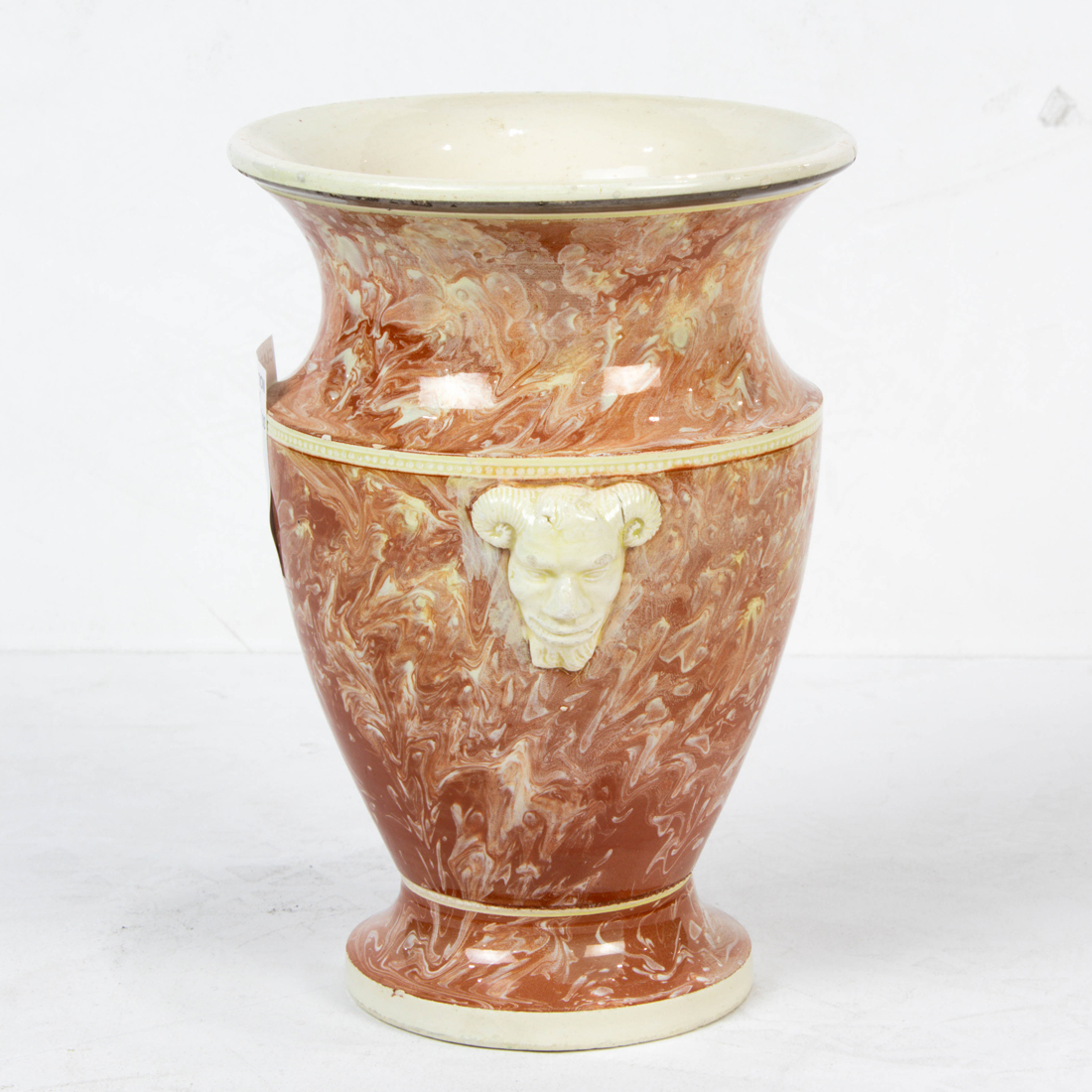 Appraisal: ENGLISH MARBLEIZED CREAMWARE URN English marbleized creamware urn late th