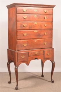 Appraisal: American Queen Anne Cherry Highboy Molded cornice five full width