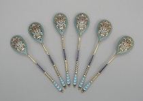 Appraisal: Another Set of Six Russian Enamel Spoons Moscow ca A