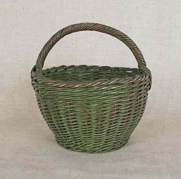 Appraisal: Pennsylvania round oak basket retaining an old green surface h