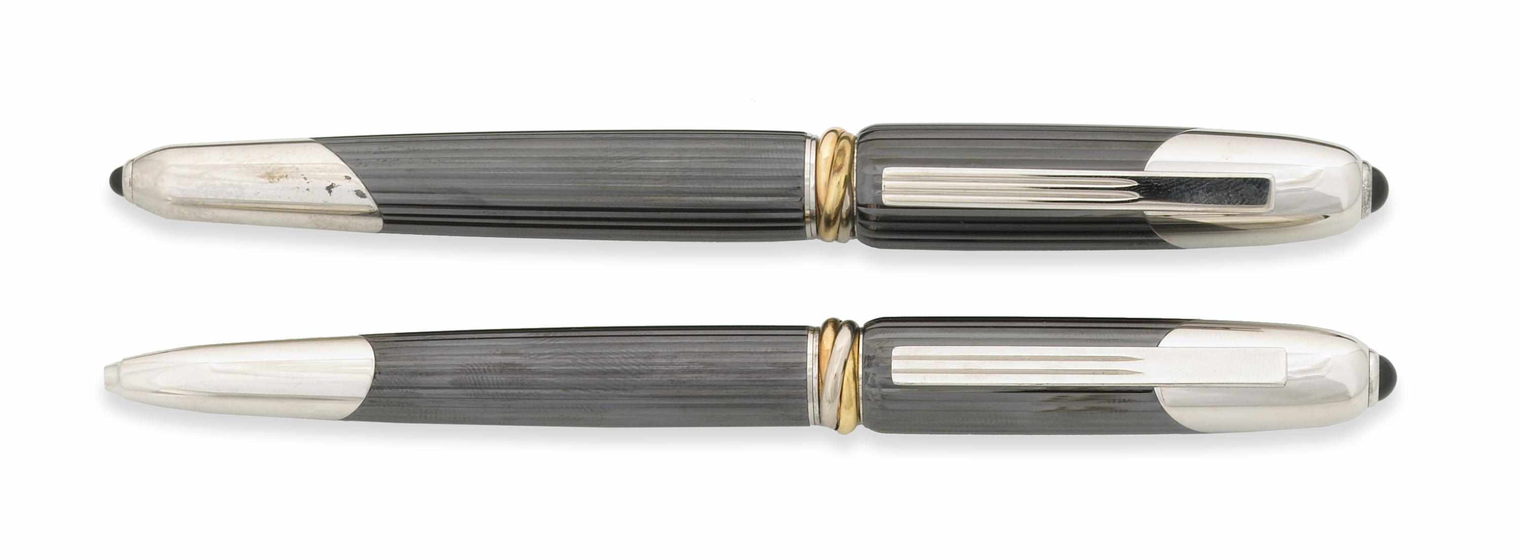 Appraisal: CARTIER Cougar Series Includes fountain pen and ballpoint Titanium and