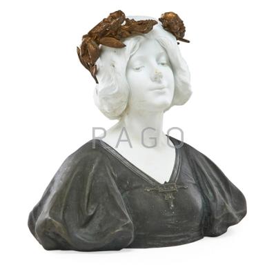 Appraisal: JULIEN CAUSSE French - Parian and white metal sculpture of