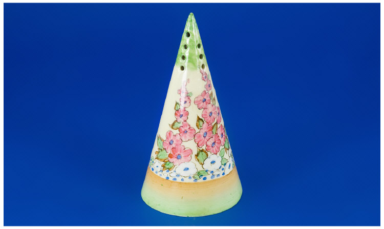 Appraisal: Clarice Cliff Conical shaped suger Sifter in a floral design