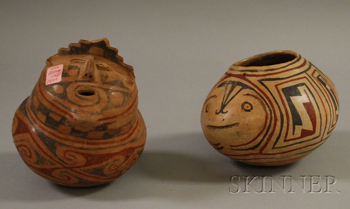 Appraisal: Two Ethnographic Paint-decorated Pottery Vessels North America ht and in